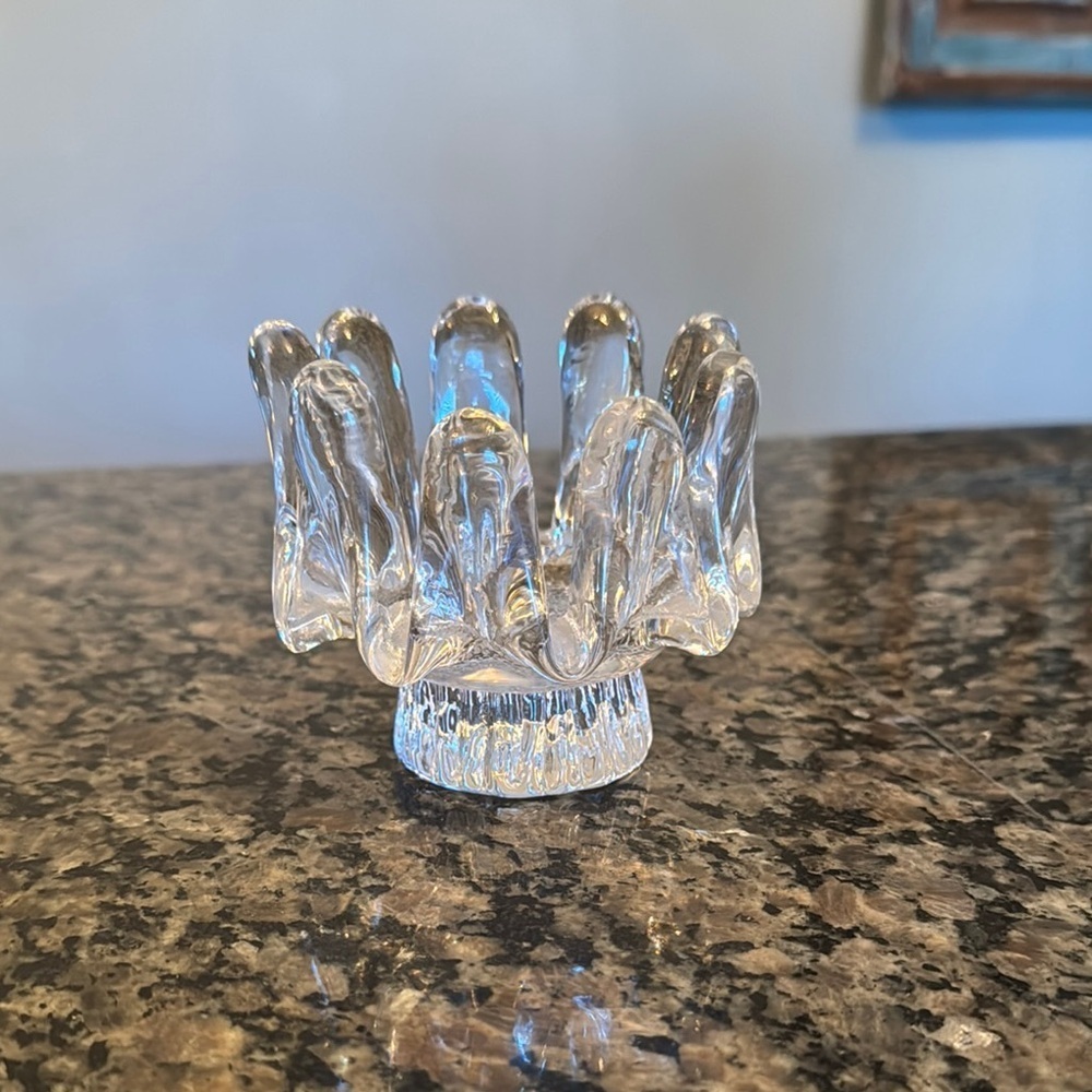 Elegant Clear Glass Candle Holder EUC